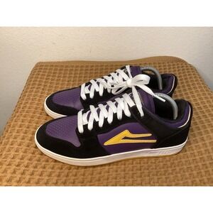 LAKAI Telford Low Mens Sz 8 Black Purple Yellow Skateboarding Shoes Lakers Skate